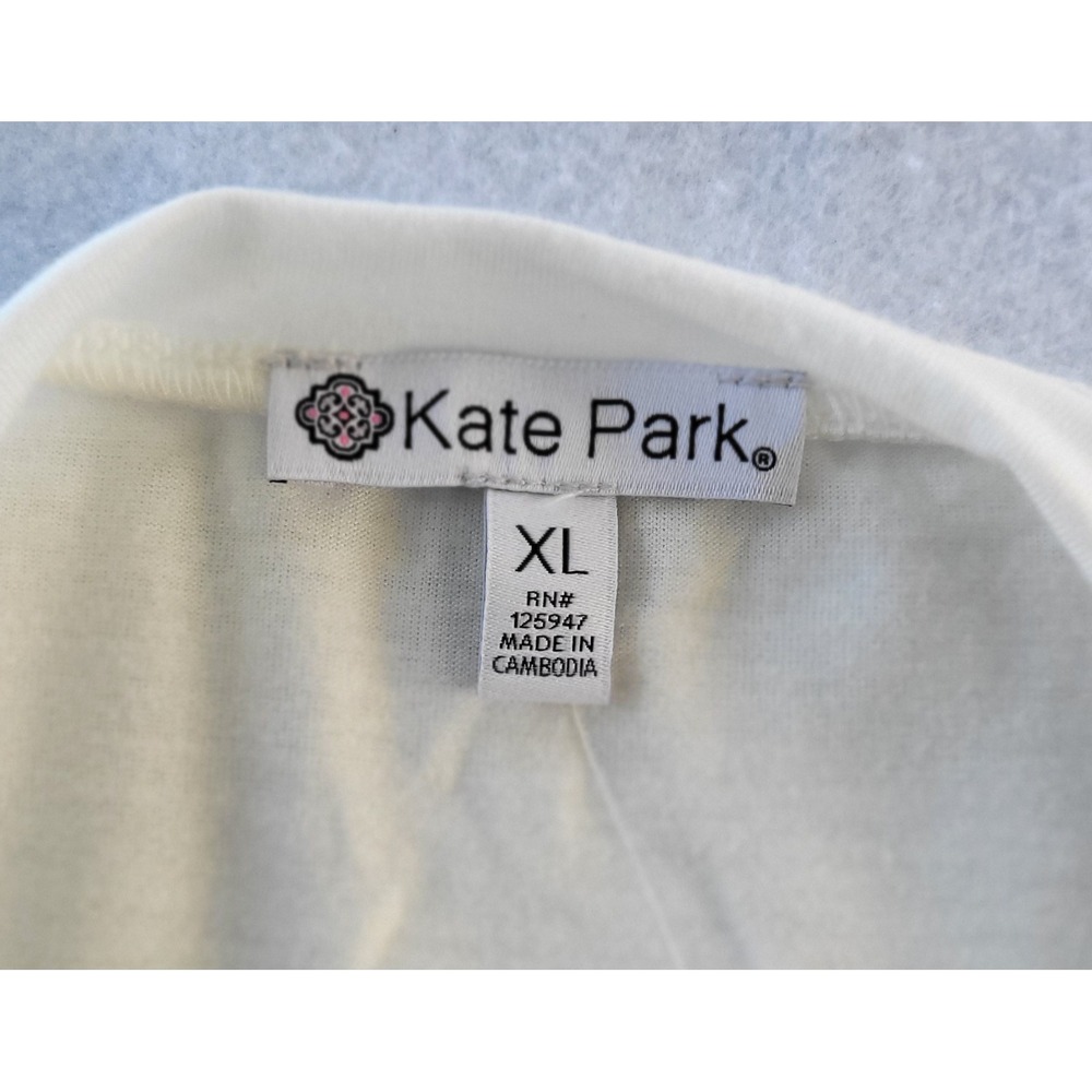 Kate Park Portofino Comfort White And Stampdo Short Sleeve T-Shirt, Womens XL - Picture 6 of 10